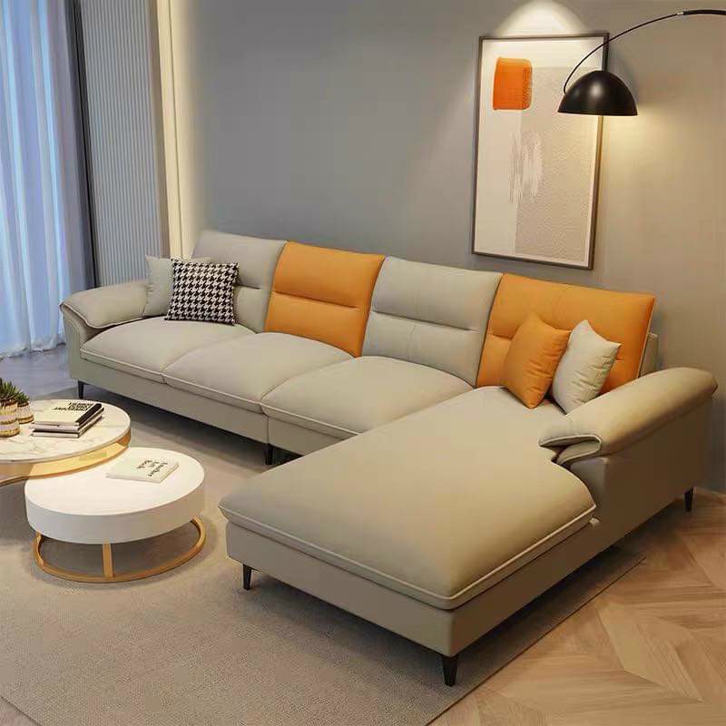 Sofa góc 2400x1600 khung gỗ sồi bề mặt da